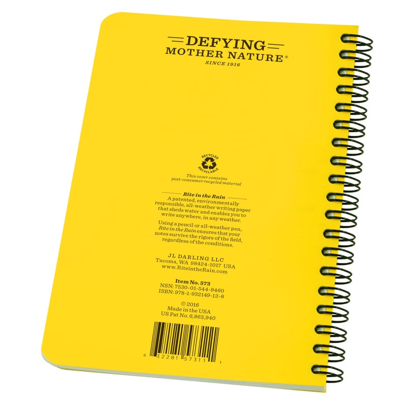 Rite in the Rain Weatherproof Side Spiral Notebook, 4.625" x 7", Yellow Cover, CERT Field Operator's Guide FOG (No. 573) - Image 5